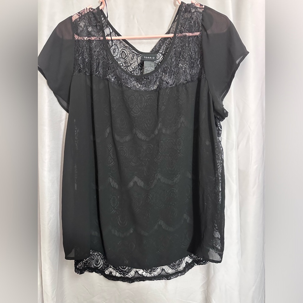Black Lace and Chiffon Torrid Top